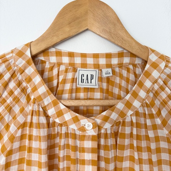 GAP ruched sleeve gingham top - Picture 3 of 8